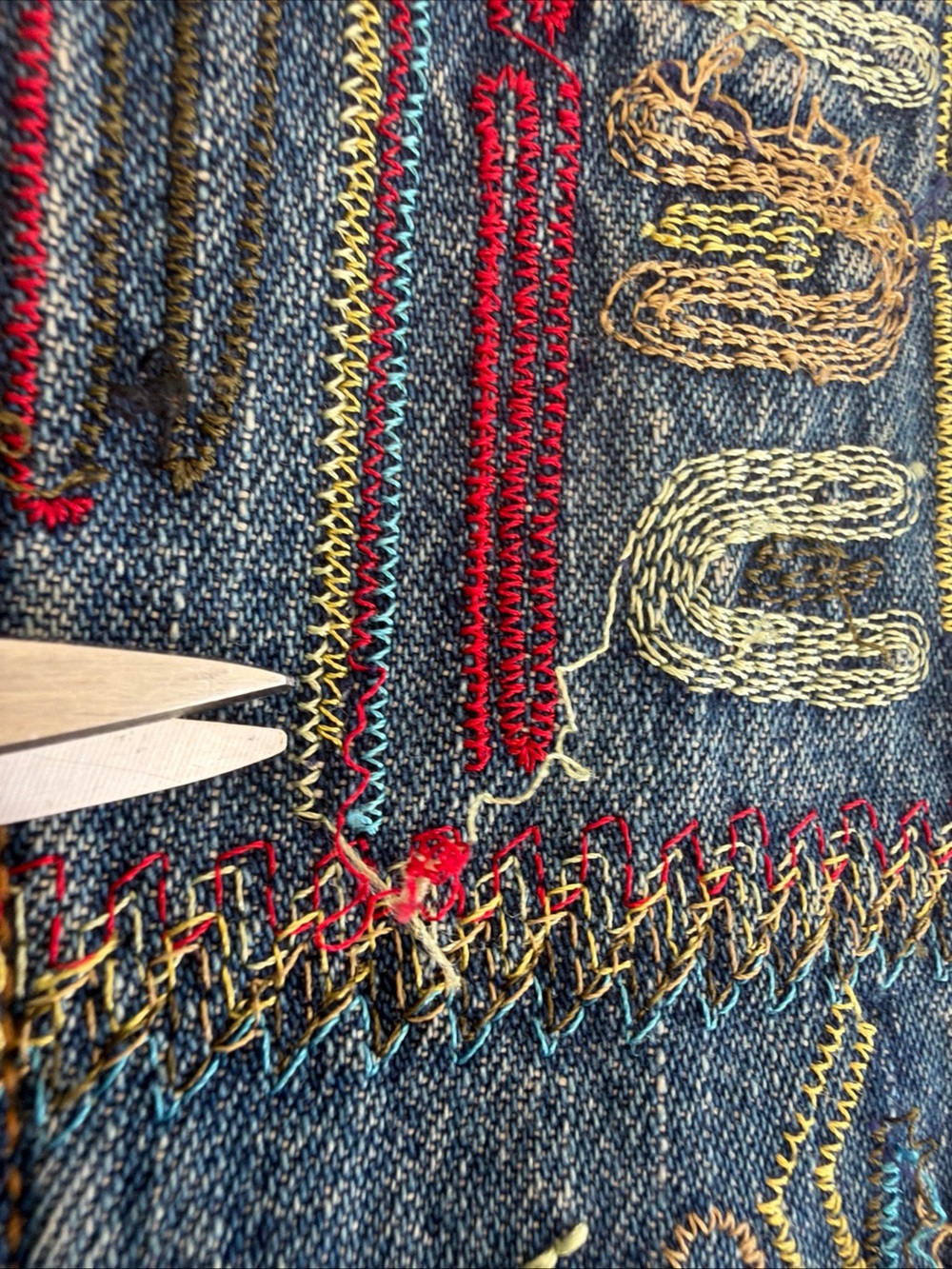 Chico's Multicolor Embroidered Tribal Blue Denim Jacket Size 3/ XL? - Picture 13 of 16